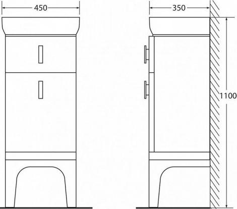 Шкаф напольный BelBagno PRADO-1100-AC-PC-NL nero lucido