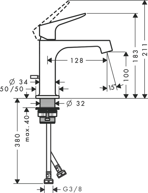 Смеситель для раковины Axor Citterio M 34010250, золото