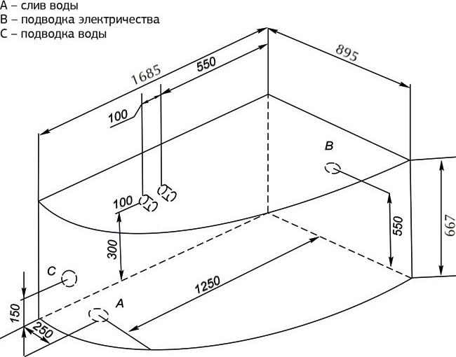 Акриловая ванна Aquanet Augusta R 170х90 00205467