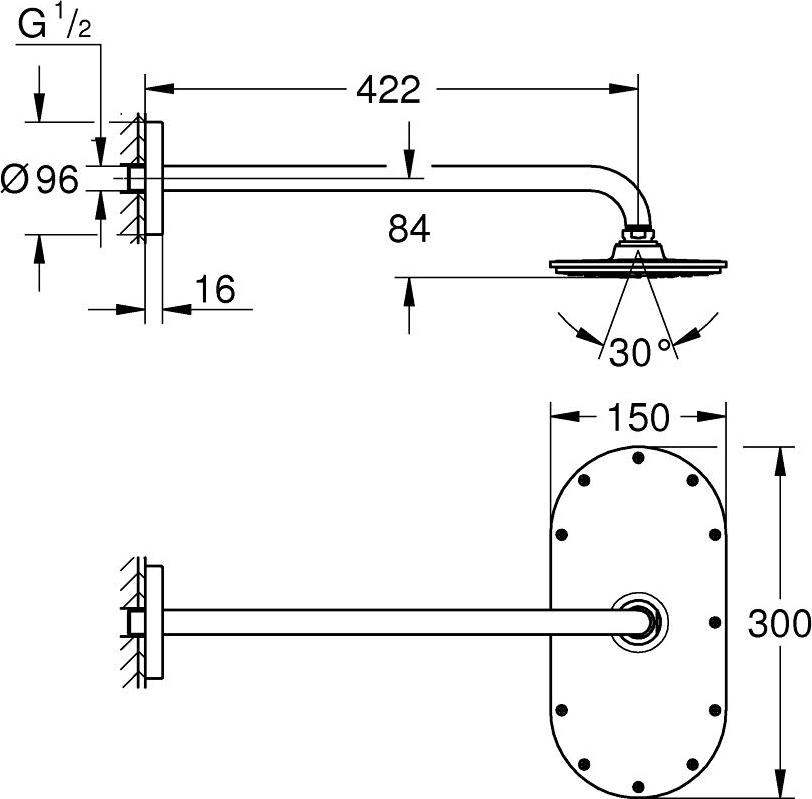 Верхний душ Grohe Rainshower Cosmopolitan 26170LS0 белая луна