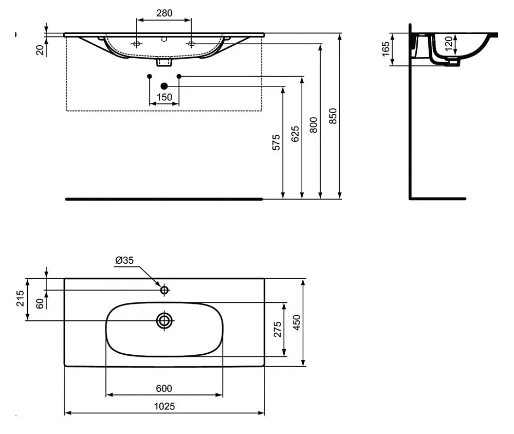 Раковина Ideal Standard Tesi T3508V1 белый