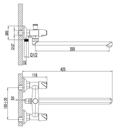 Смеситель для ванны с душем Lemark Dance LM2401C хром