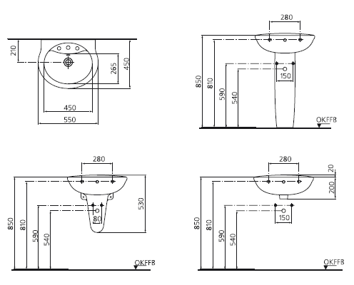 Раковина 55 см Ideal Standard San Remo W405001