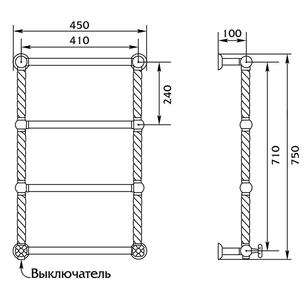 Полотенцесушитель электрический Migliore Edera ML.EDR-EL.100.br бронза