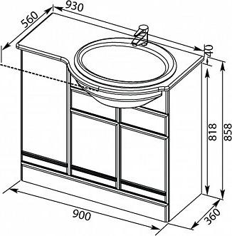 Тумба с раковиной Aquanet Марсель 90 R 00212890 б/к, белый