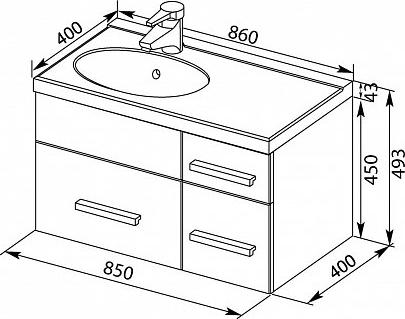 Тумба с раковиной Aquanet Данте 85 L 00213013 белый