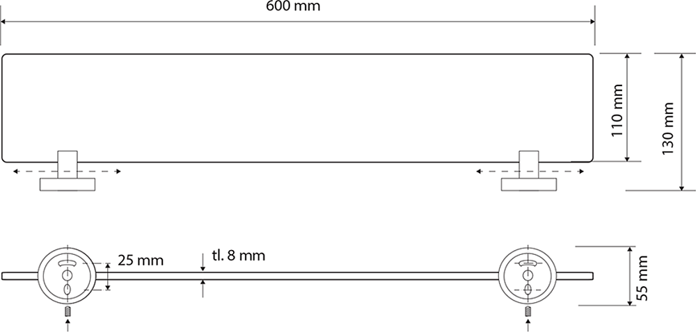 Полка Sapho X-Round XB600, чёрный матовый