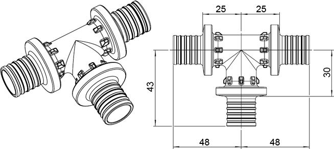 Тройник Rehau Rautitan PX 25-25-25