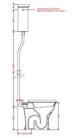 Напольный унитаз ArtCeram Civitas CIV002 03 00 с высоким бачком HEC004 03 00, черный, фурнитура хром