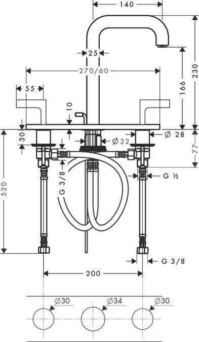 Смеситель для раковины Axor Citterio 39136250, золото