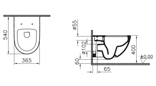 Инсталляция Alcaplast с безободковым унитазом Vitra Sento 7748B003-0075, сиденье микролифт, комплект