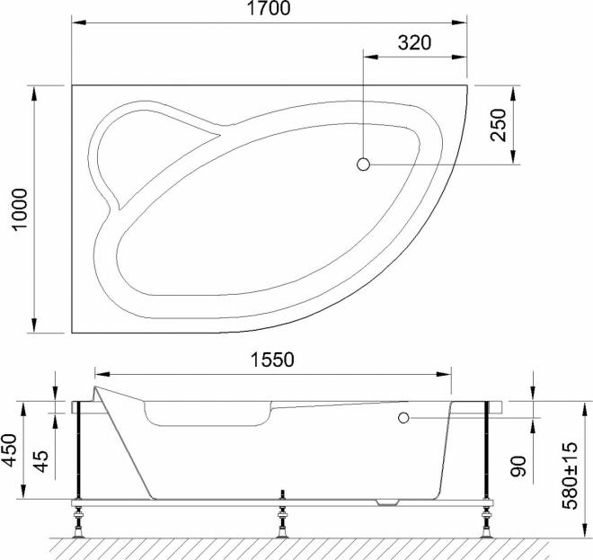 Акриловая ванна Royal Bath Alpine De Luxe 170х100 см RB819102DL-L с гидромассажем