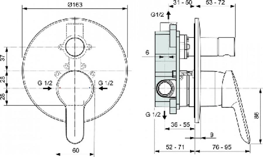 Душевая система Ideal Standard Ceraflex Alpha BD003AA, хром