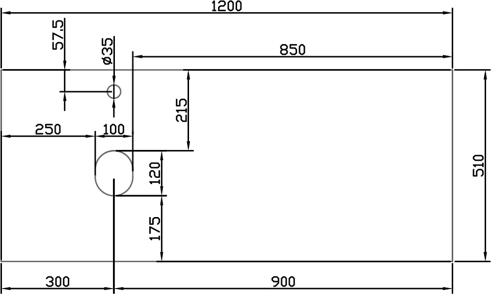 Столешница с раковиной DIWO Элиста 120 чёрный мрамор, с раковиной Moduo 50 Square