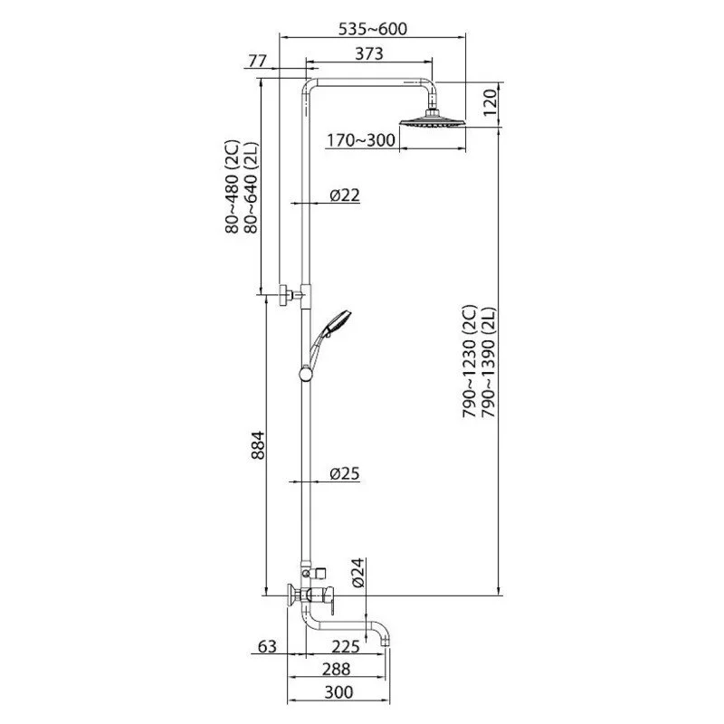 Душевая система Elghansa Shower Systems 2308883-2L (Set-45) хром