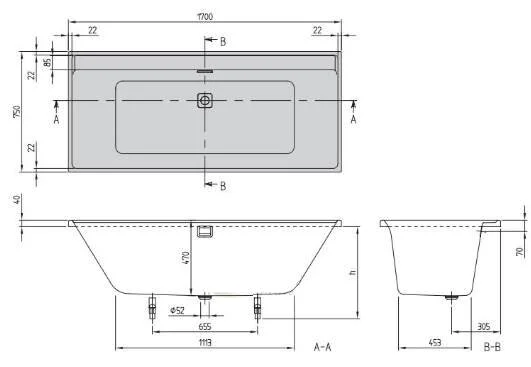 Акриловая ванна Villeroy & Boch Collaro UBA170COR2DV-RW