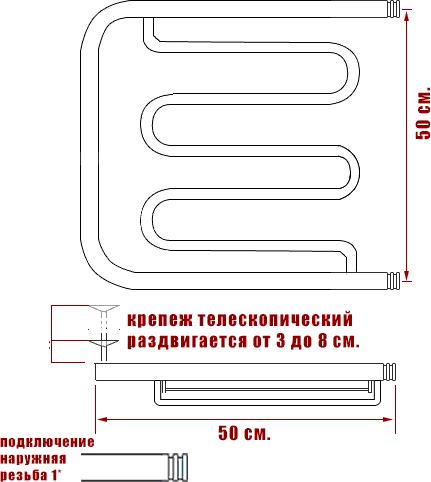 Полотенцесушитель водяной Ника Econ ПМ-2 50/50