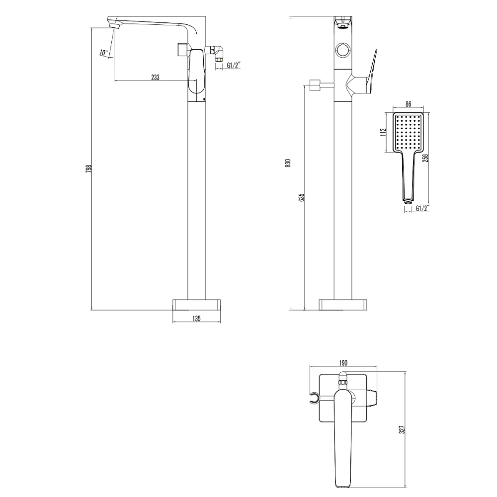 Смеситель для ванны с душем Lemark Bronx LM3744GM графит