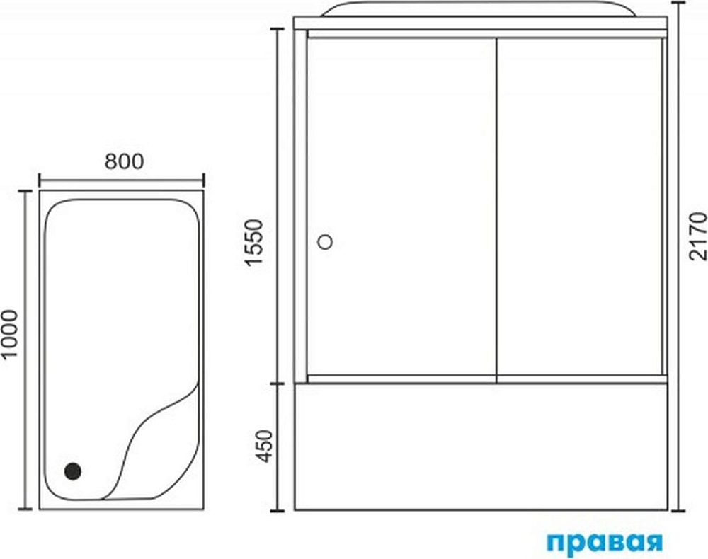 Душевая кабина 100х80 см Royal Bath BP RB8100BP6-WT-R стекло прозрачное