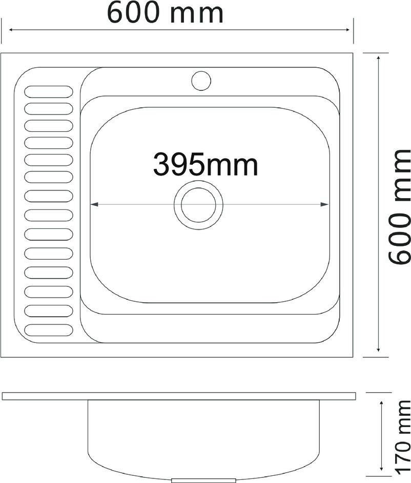 Кухонная мойка РМС MG6-6060R, хром