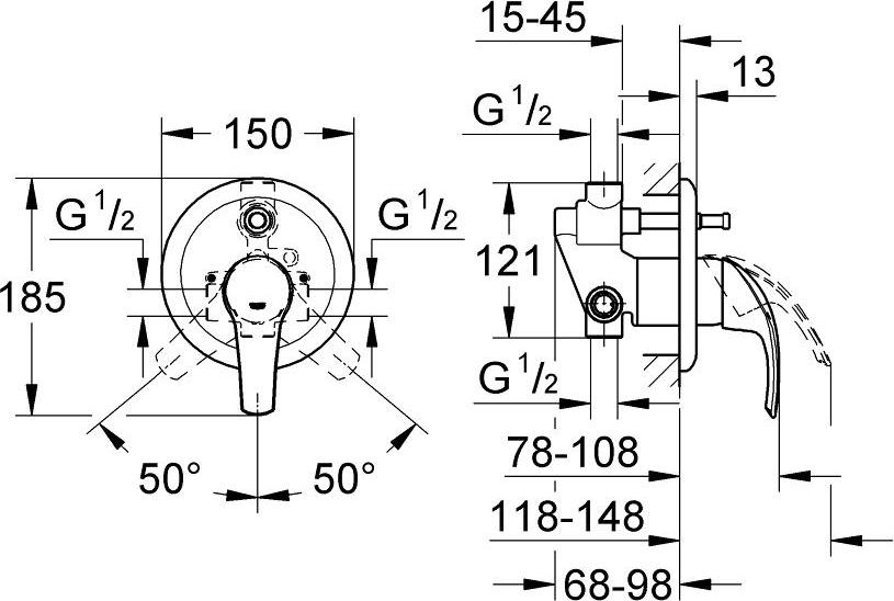 Смеситель для ванны Grohe Eurosmart 33305001