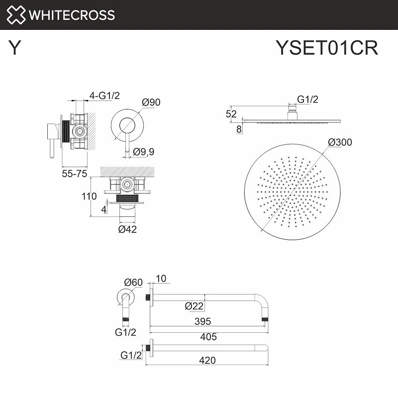 Душевая система Whitecross Y black YSET01BL черный