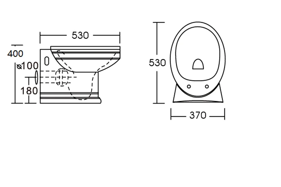 Приставной унитаз CeramaLux Lux Classic 4287 37 х 53 х 40 см безободковый, сиденье DP, Soft Close, белый, хром