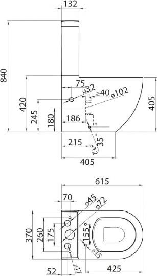 Чаша для унитаза-компакта BelBagno Sfera-r BB006CPR безободковая