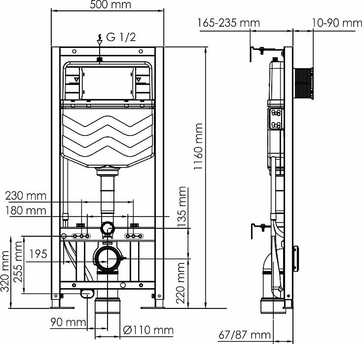 Инсталляция для унитаза WasserKRAFT Aller 10TLT.010.ME.WH01 с белой клавишей смыва