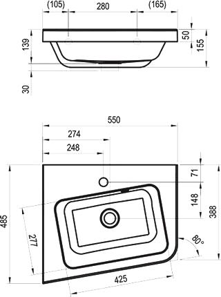 Тумба с раковиной Ravak SD 10° 55 белая L