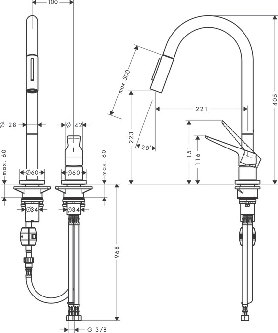 Смеситель для кухни Axor Citterio M 34822930, медь