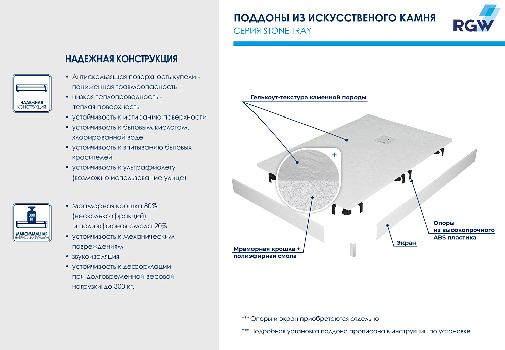 Душевой поддон RGW Stone Tray 16153099-11 терракотовый