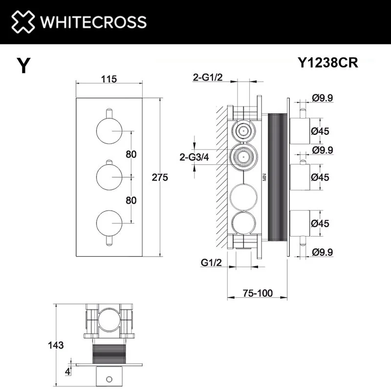 Смеситель для душа Whitecross Y black Y1238BL черный