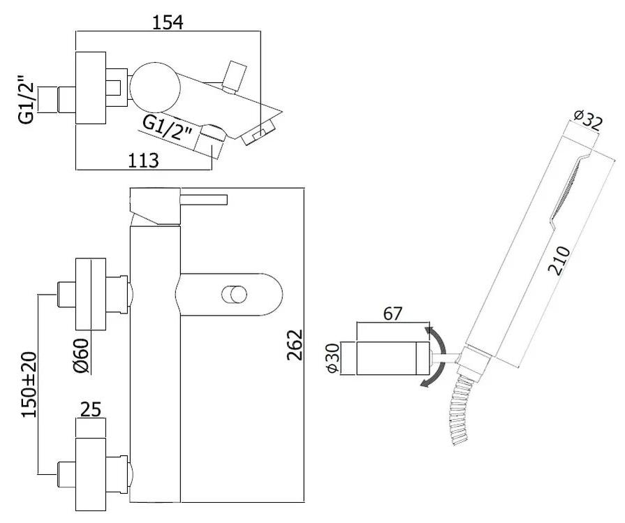 Смеситель для ванны с душем Paffoni Light LIG023HGSP золото