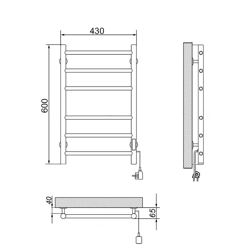 Полотенцесушитель электрический Ника Way-3 WAY-3 60/40 U хром