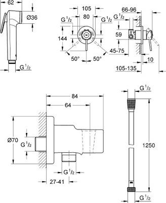 Гигиенический душ Grohe BauClassic 124901 со смесителем