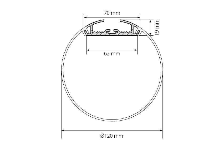 Профиль с рассеивателем Arlight SL-ROUND-D120-2500 ANOD+OPAL 020475