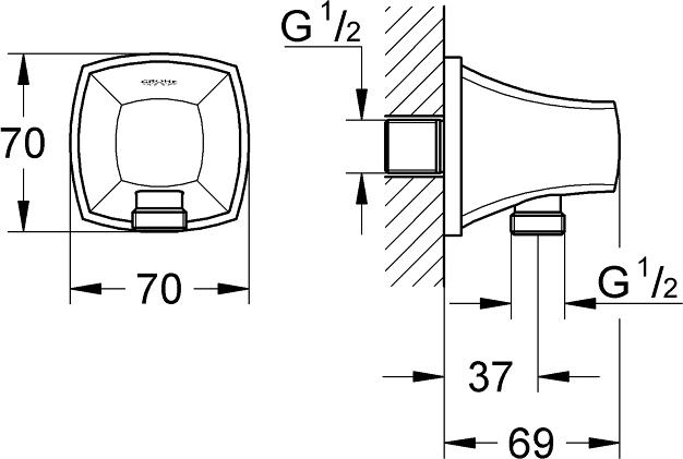 Подключение для душевого шланга Grohe Grandera 27970DA0 тёплый закат, глянец