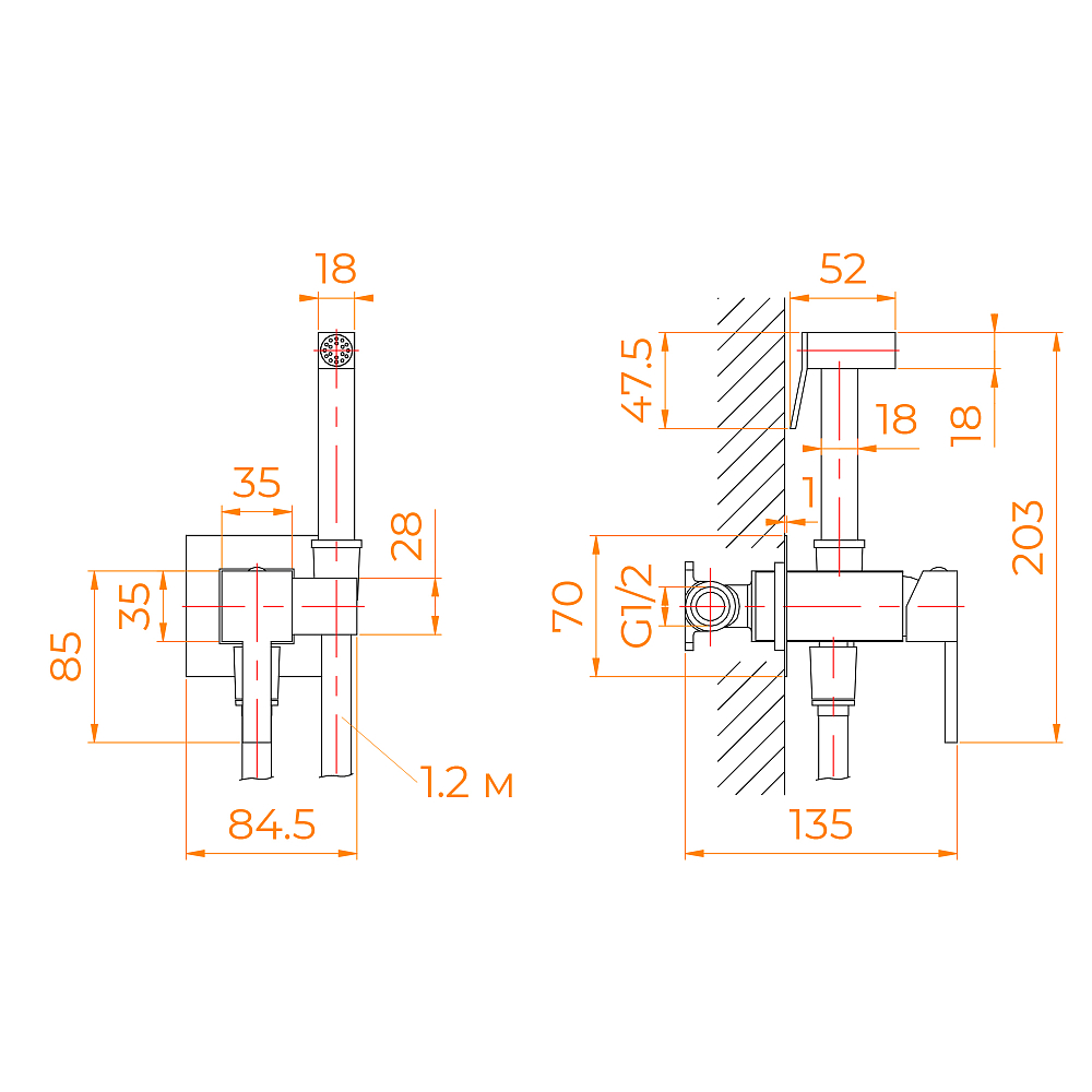 Гигиенический душ со смесителем RGW Shower Panels 581408212-11 серый