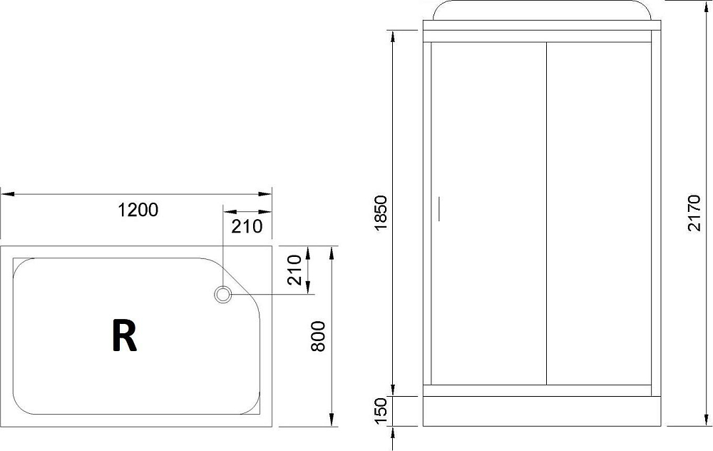 Душевая кабина 120х80 см Royal Bath HP RB8120HP7-WC-CH-R стекло матовое с гидромассажем