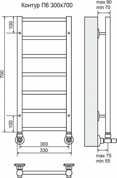 Полотенцесушитель водяной Terminus Контур П6 300x700 4660059582429