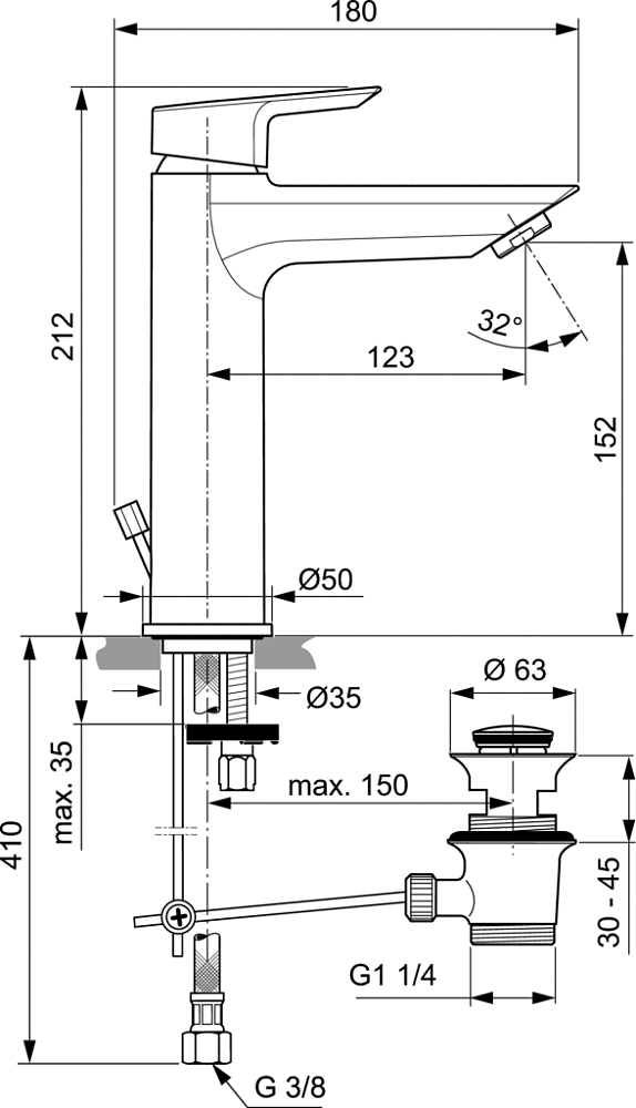 Смеситель Ideal Standard Tesi A6563AA для раковины, хром