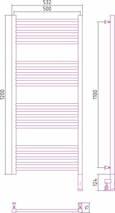 Полотенцесушитель электрический Сунержа Богема 3.0 1200x500 051-5805-1250 МЭМ правый, состаренная латунь