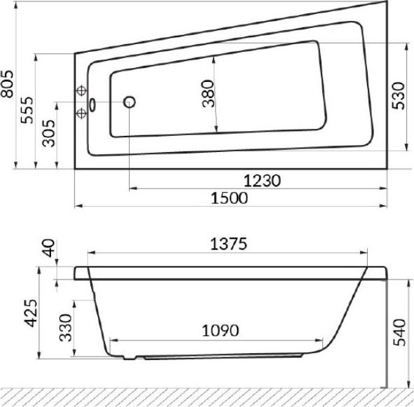 Акриловая ванна Excellent Ava Comfort 150x80 левая