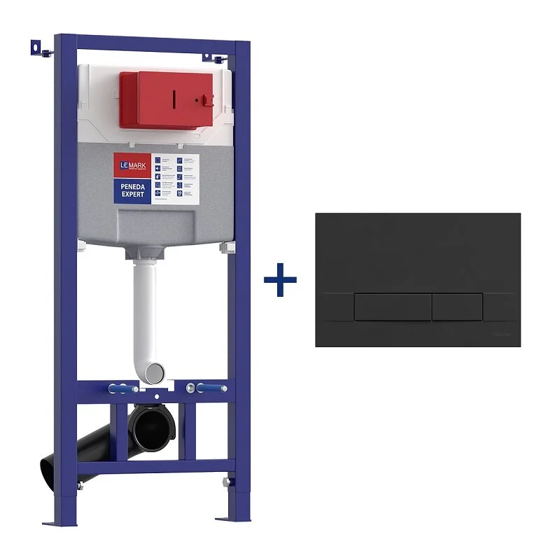 Инсталляция Lemark Peneda 9880213 для подвесного унитаза с клавишей Bit, цвет клавиши черный матовый soft touch