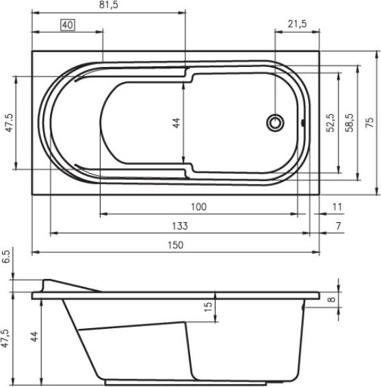 Акриловая ванна Riho Columbia 150х75 B002001005