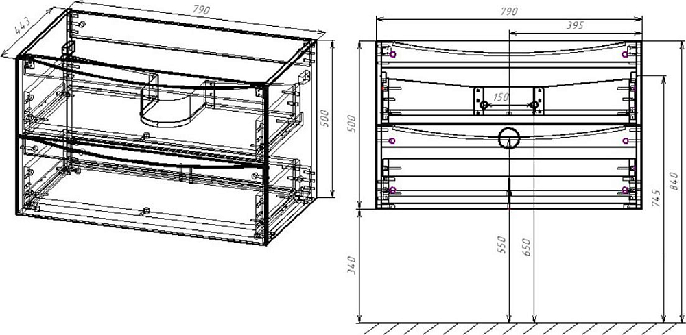 Тумба под раковину Vincea Mia VMC-2MA800BT