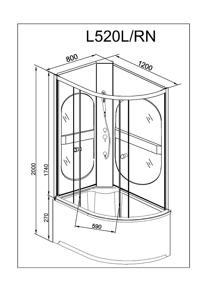 Душевая кабина Deto L L520RNGM
