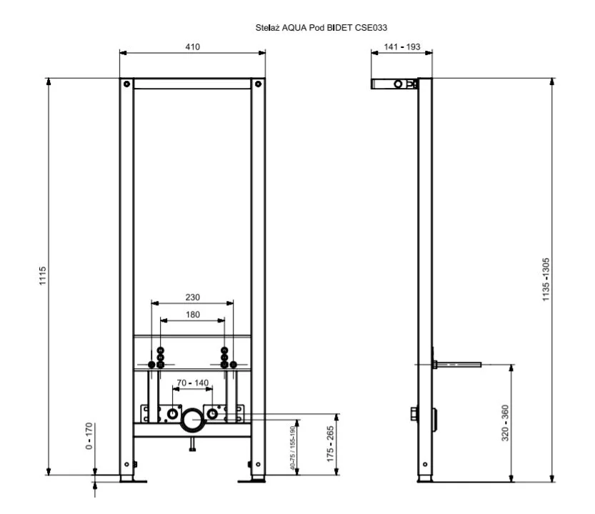 Инсталляция Cersanit Aqua 63385 для биде, синий