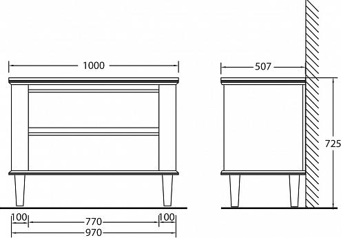 Тумба для комплекта BelBagno RADICE1000-2A/2C-710-BL bianco lucido